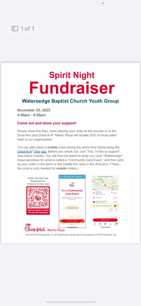 Chick-fil-A Youth Fundraiser (Martin Blvd)